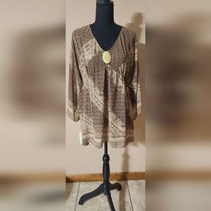 Bandolino Sheer Top NWT Size 10 Fall Brown Colors